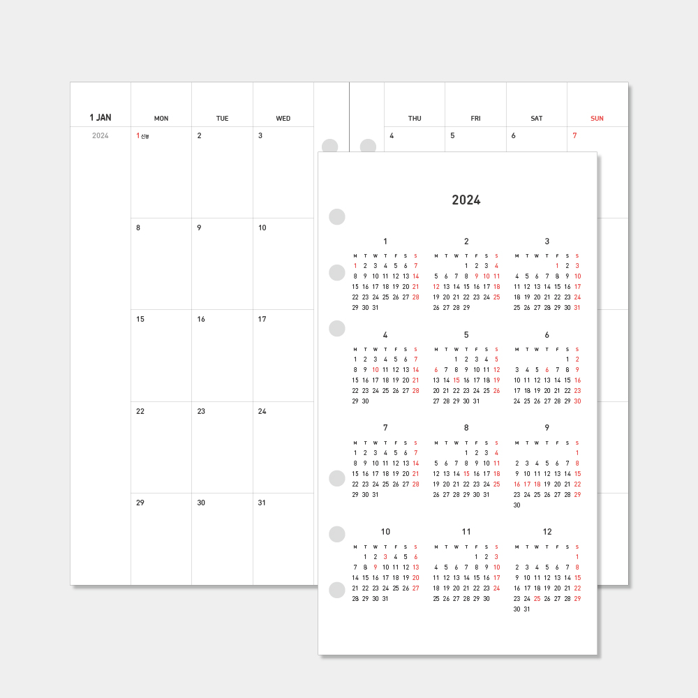 데이스테이션 6공 다이어리 A6 속지 2026 먼슬리플래너 3,400원