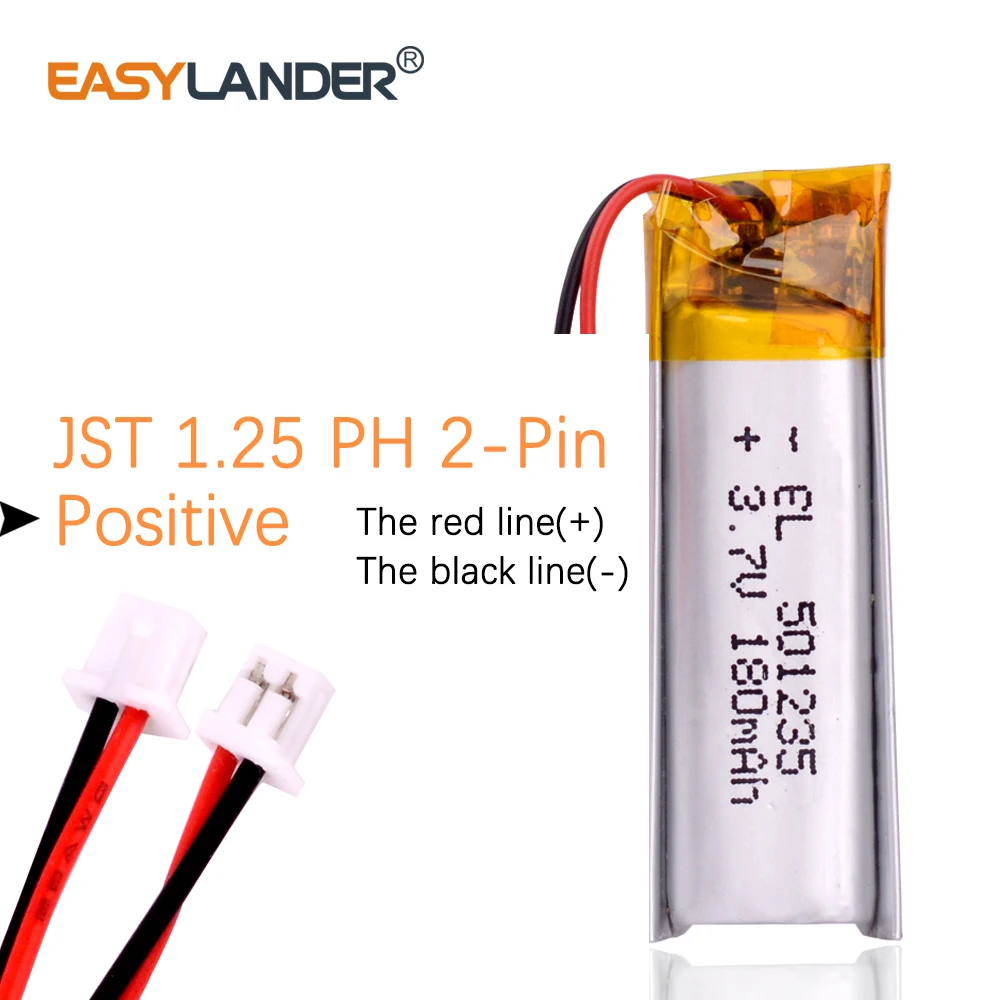 JST1.25 2P 501235 3.7V 180mAh 충전식 리튬 이온 폴리머 배터리 Lipo 11,300원