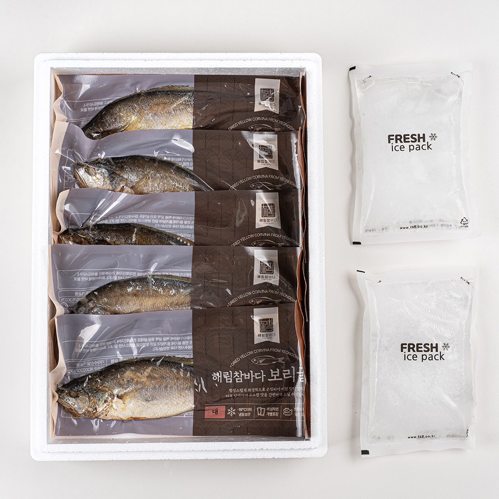 영광 전통 찐 보리굴비 세트 가정용 선물용, 1박스, 대 27~28cm 5마리 65,500원