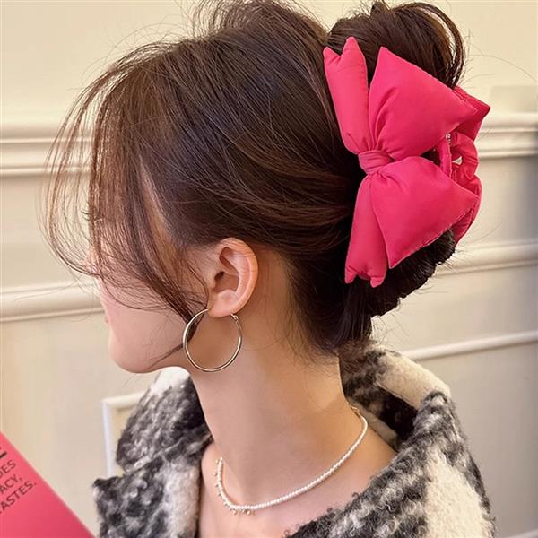 귀여운 도톰 패딩 리본 클립 집게 핀 예쁜 긴머리 올림머리 볼륨 빅사이즈 대왕 겨울 헤어 삔 악세사리 7,000원