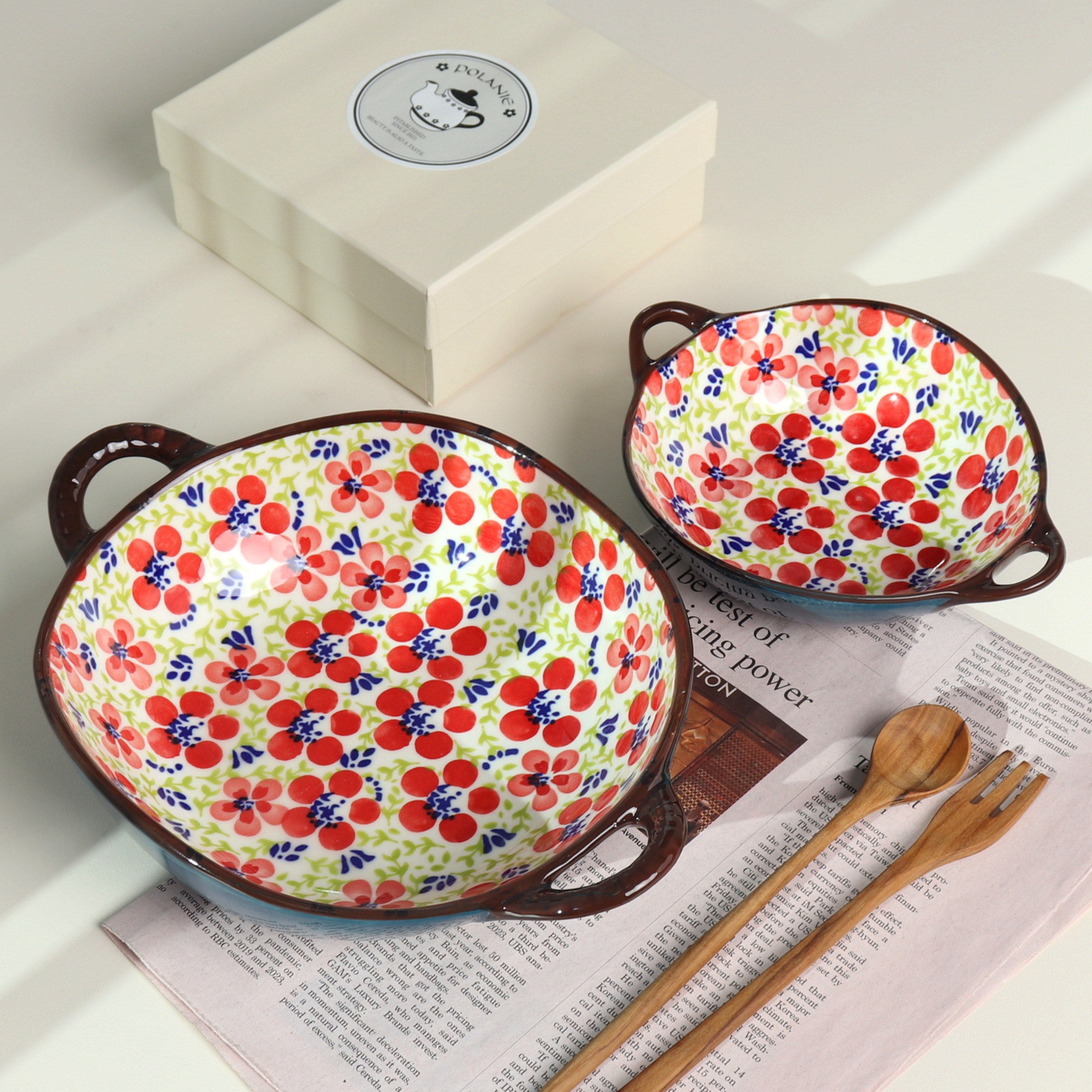 [파격사은품] 모니카 폴란드풍 양손 스프볼 손잡이 그릇 S+M 2P 세트, 플로니아, 2개 27,500원