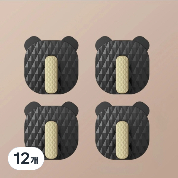 피어니스트 곰돌이 무타공걸이 후크, 12개, 블랙 35,400원