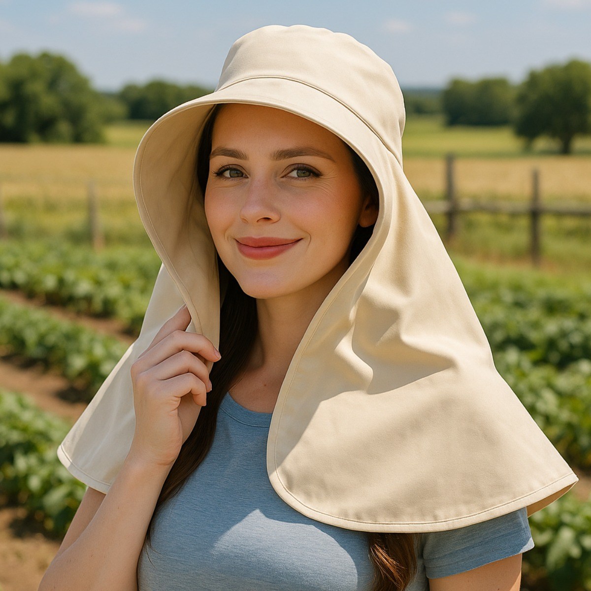 Dnc 대왕 햇빛가리개 모자 창넓은 와이드 챙모자 뒷목가리개 자외선 차단 모자 여름 야외 작업용 썬캡 6,990원