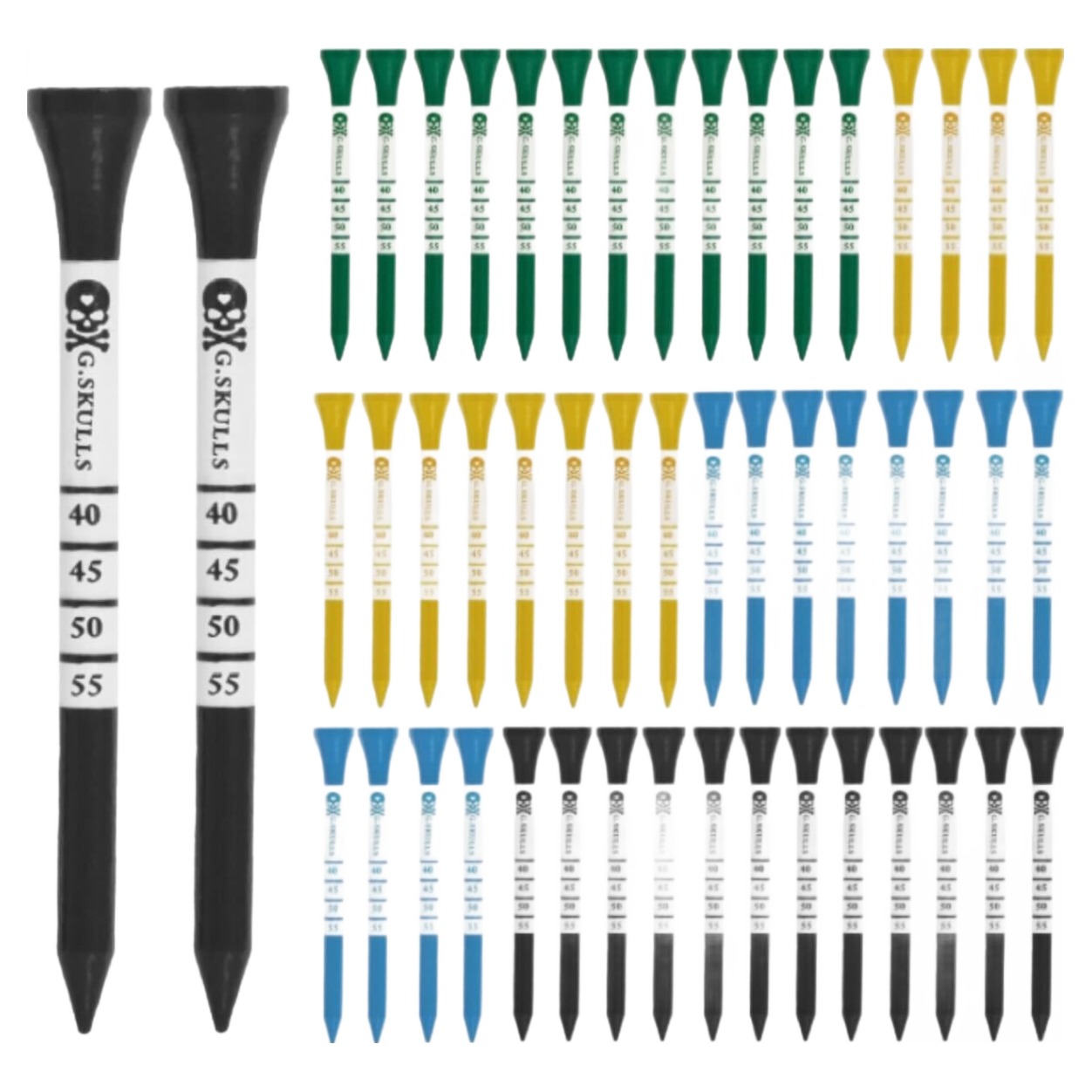 골든스컬 BAMBOO 대나무 높이조절 눈금 골프티 롱티 50p 세트 8,500원