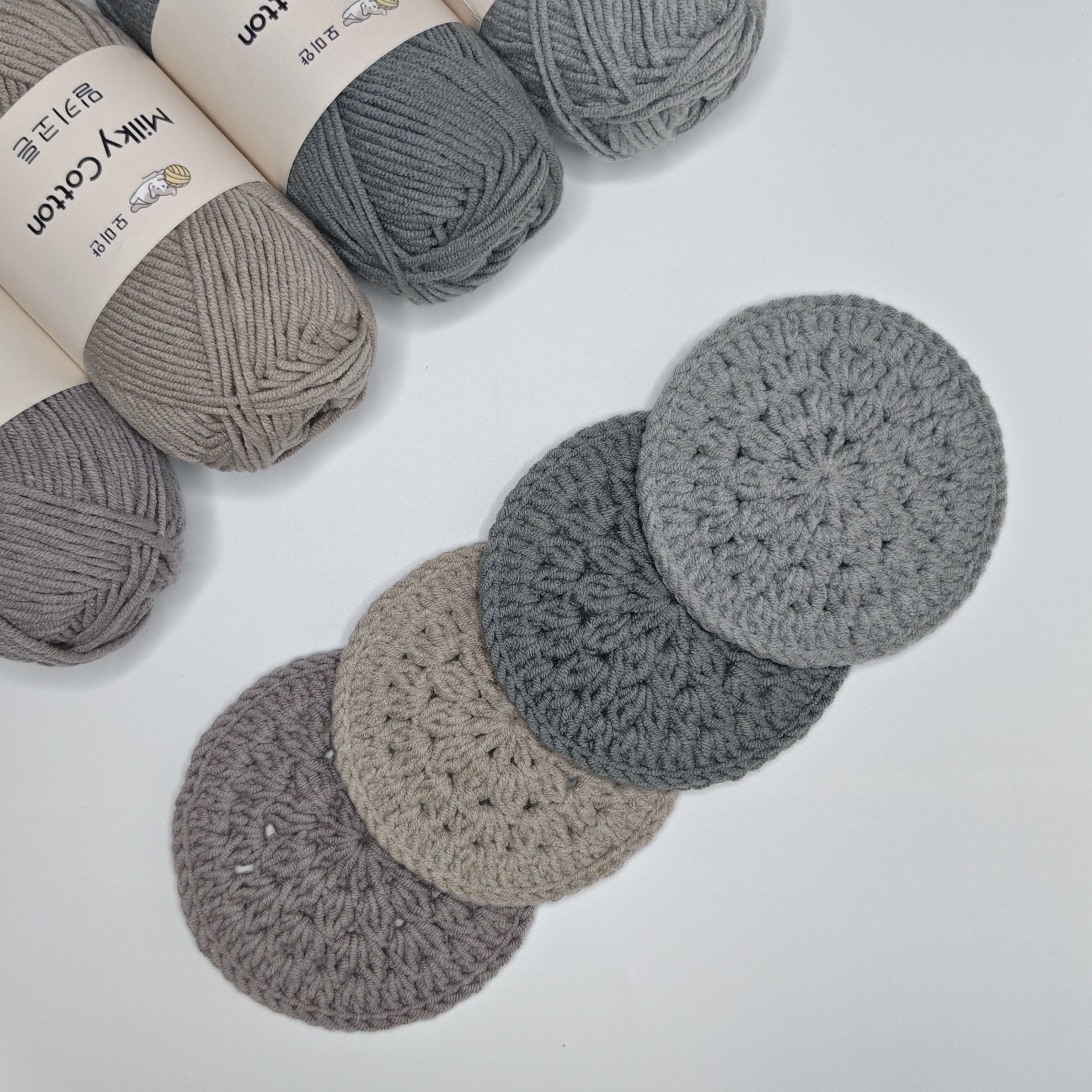 모미얀 밀키코튼 원형 티코스트 빈티지 컵받침 뜨개실 DIY 패키지, 패키지 1, 1세트 9,500원