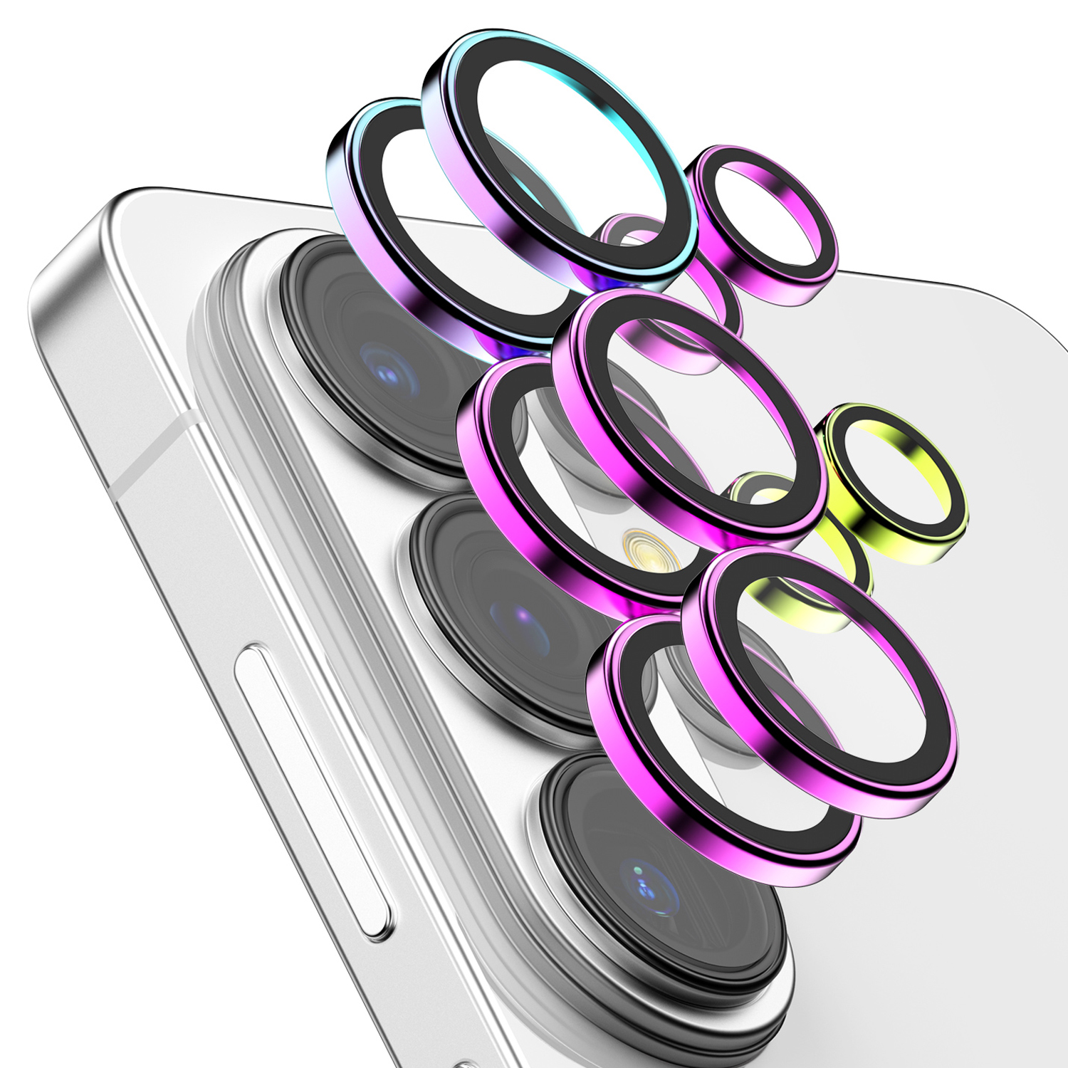 케이맥스 렌즈 개별 프레임 메탈 링 쉴드 강화유리 카메라 보호필름 2p 세트 오로라, 1세트 15,300원