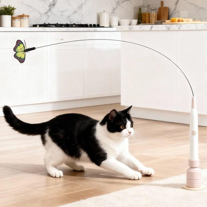 윈티크 애완용 날개짓 전동 버터플라이 캣템 장난감 혼자놀기 자석 치닝디닝, 1개, 화이트 32,100원