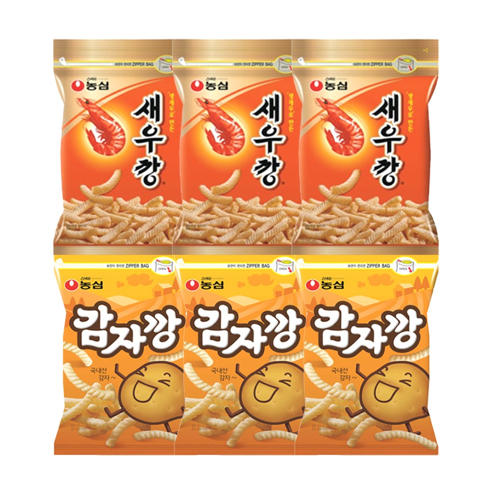 농심 스낵 대용량 지퍼백 새우깡+감자깡 3개씩 36,400원