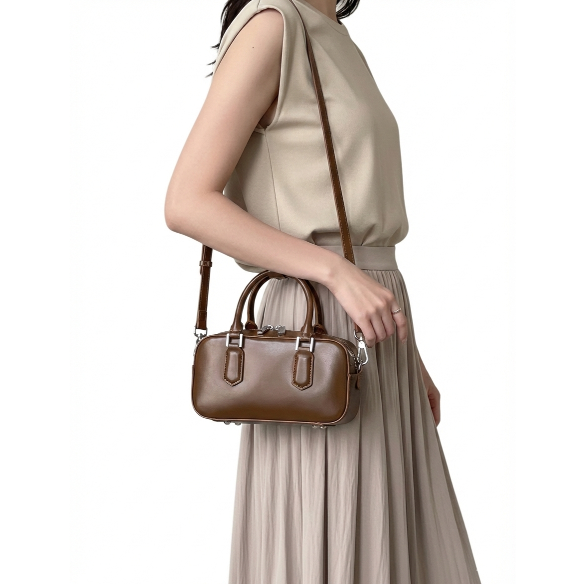 여성 천연소가죽 미니 탑핸들백 크로스 토트백 데일리 직장인 가방 87,900원