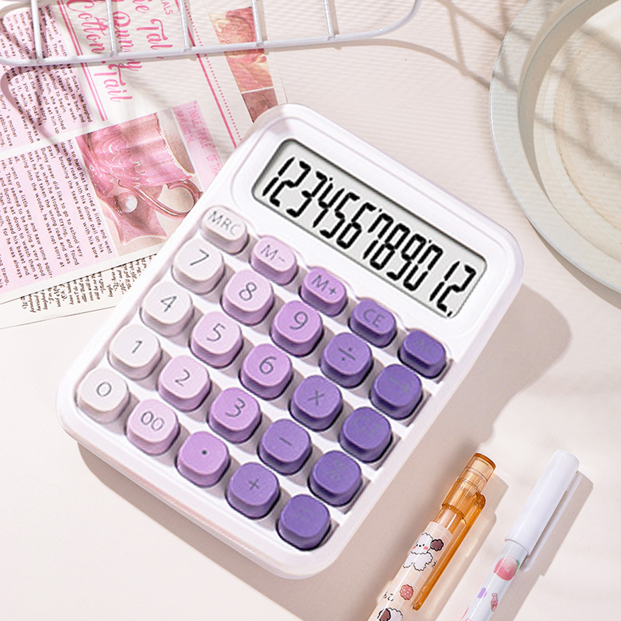 오피스프렌즈 레트로 기계식 사무용 계산기 파스텔 컬러, 퍼플 8,500원