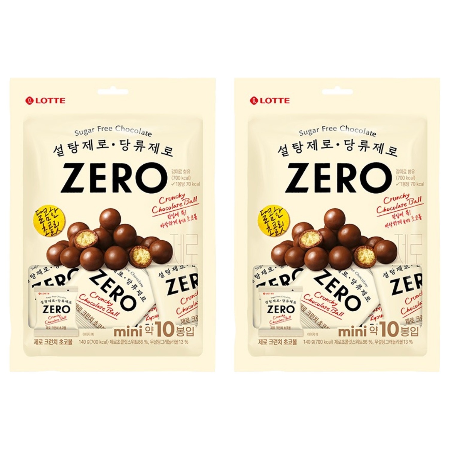 롯데제로 크런치 초코볼, 140g, 2개 9,530원