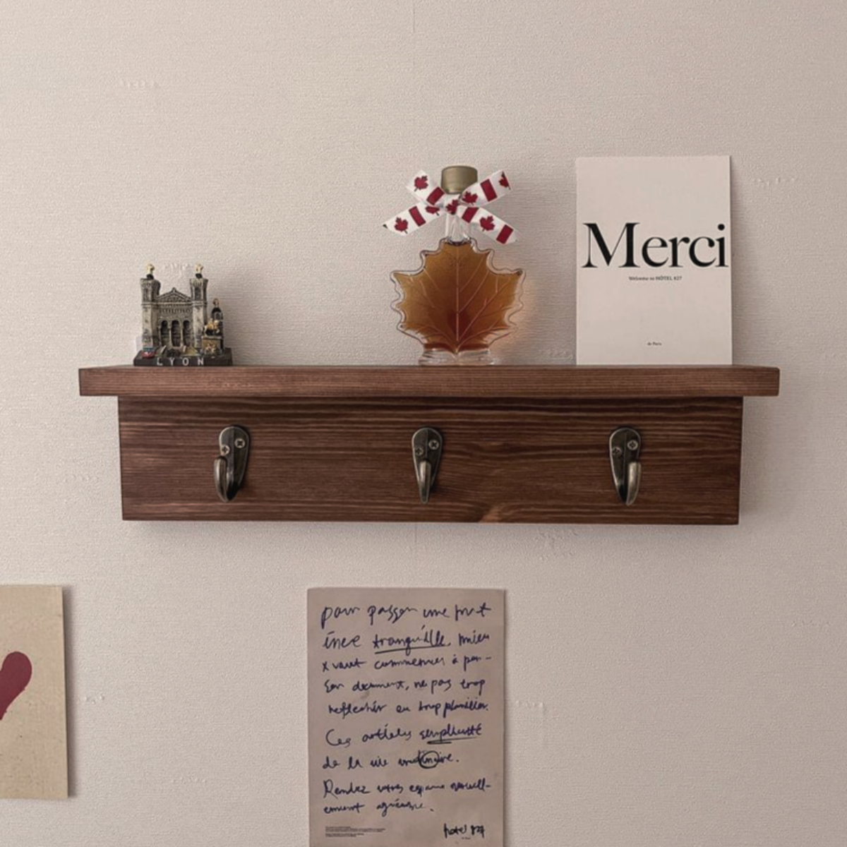 엔틱키걸이 원목 벽선반 무타공 무지주 우드 벽걸이 고리선반, M(월넛), 1단 21,900원