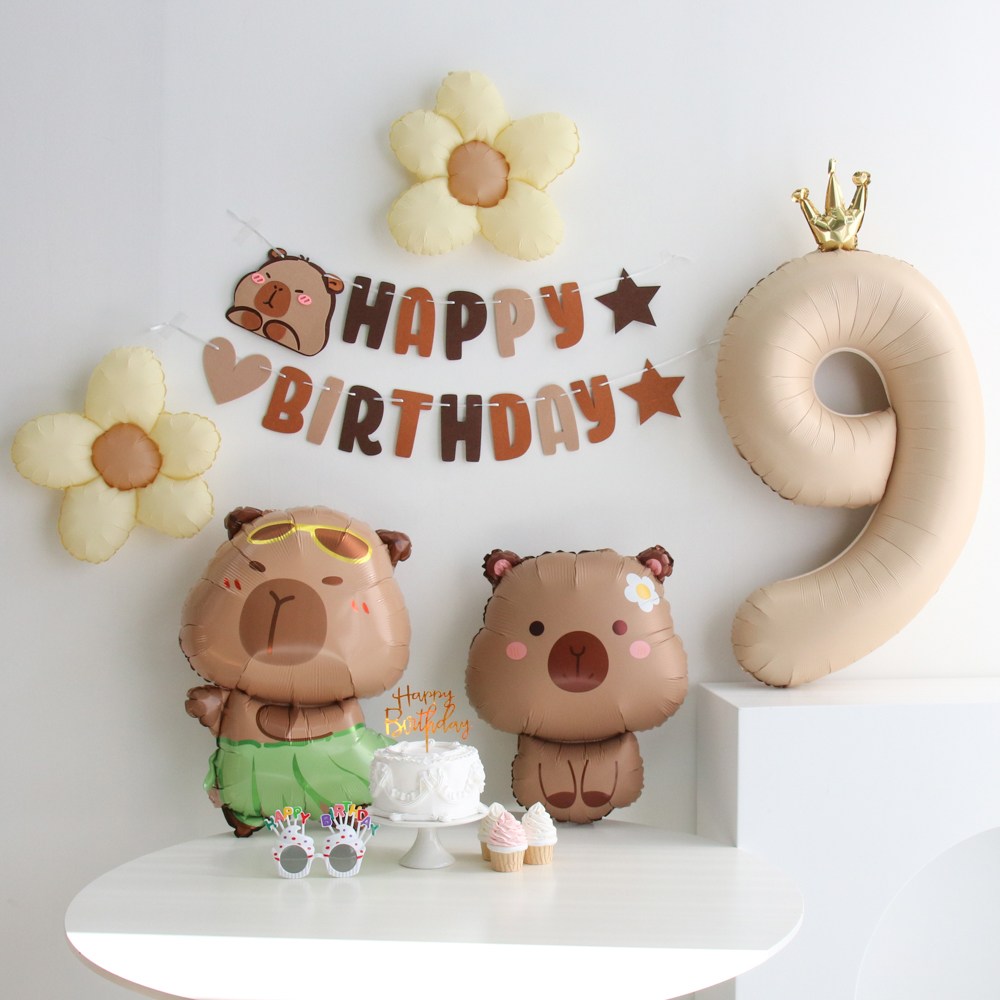 이벤트홀릭 데이지 카피바라 풍선 생일파티용품세트, 1개, 숫자풍선 13,900원