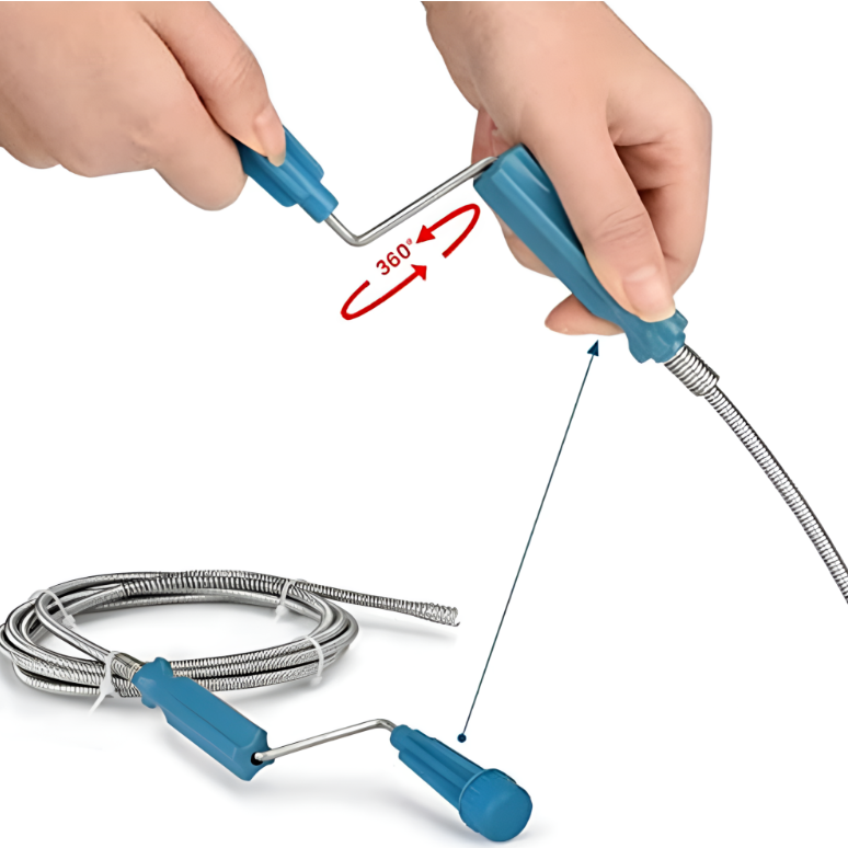 회전 손잡이형 스프링 배수구 클리너 배관 막힘 제거용 유연 와이어 청소기 8,500원