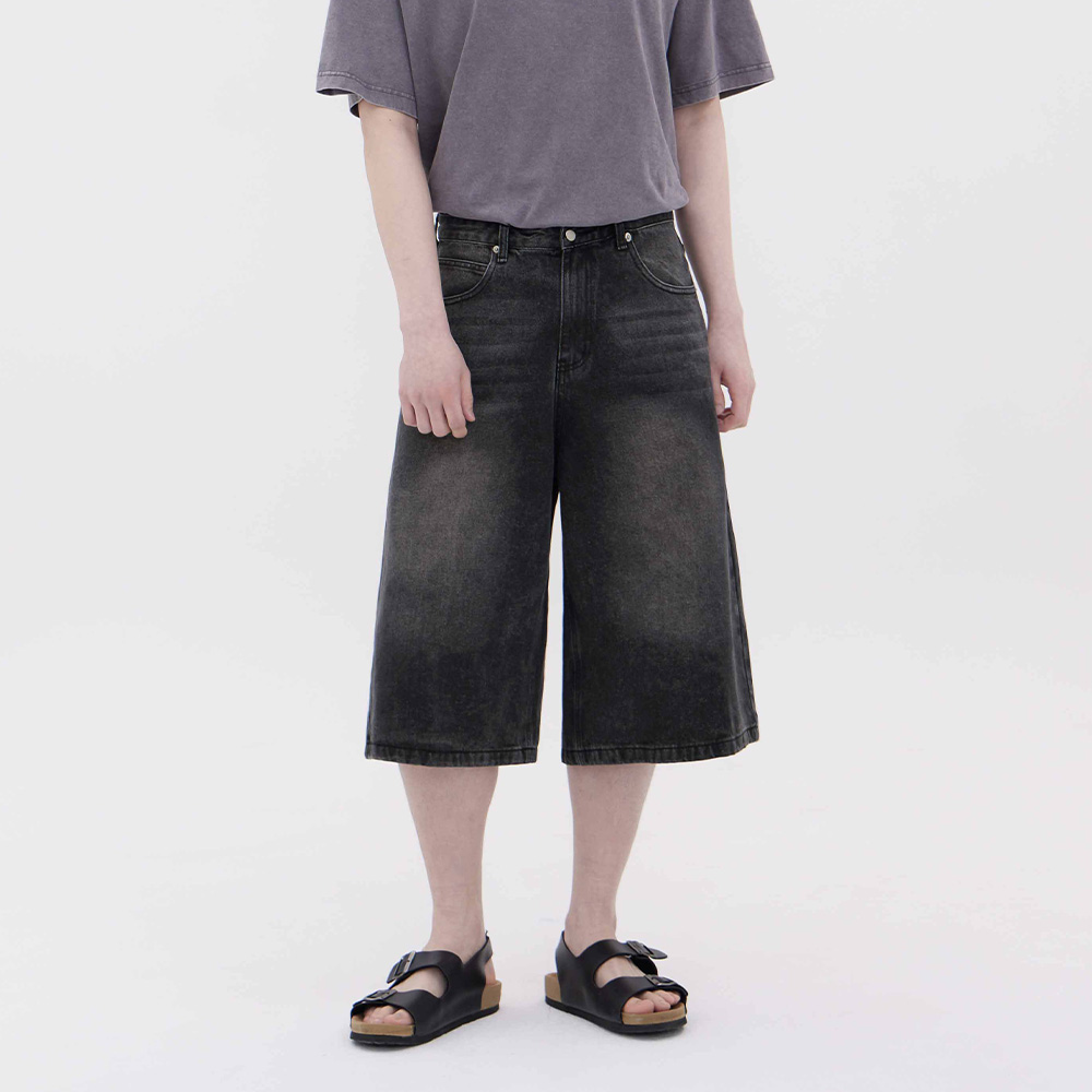 클로니아 남여공용 루즈 와이드 버뮤다 7부 청반바지 (흑청) EU7M31 39,800원