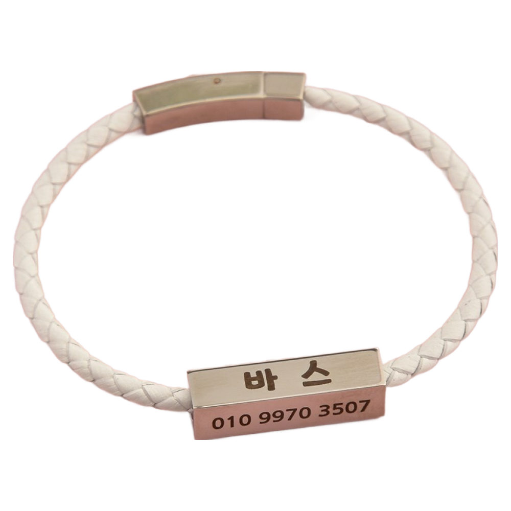 사각써지컬네임텍 가죽줄 강아지목걸이 고양이목걸이 4면각인 이름표 소형 중형, 화이트, 1개 21,900원