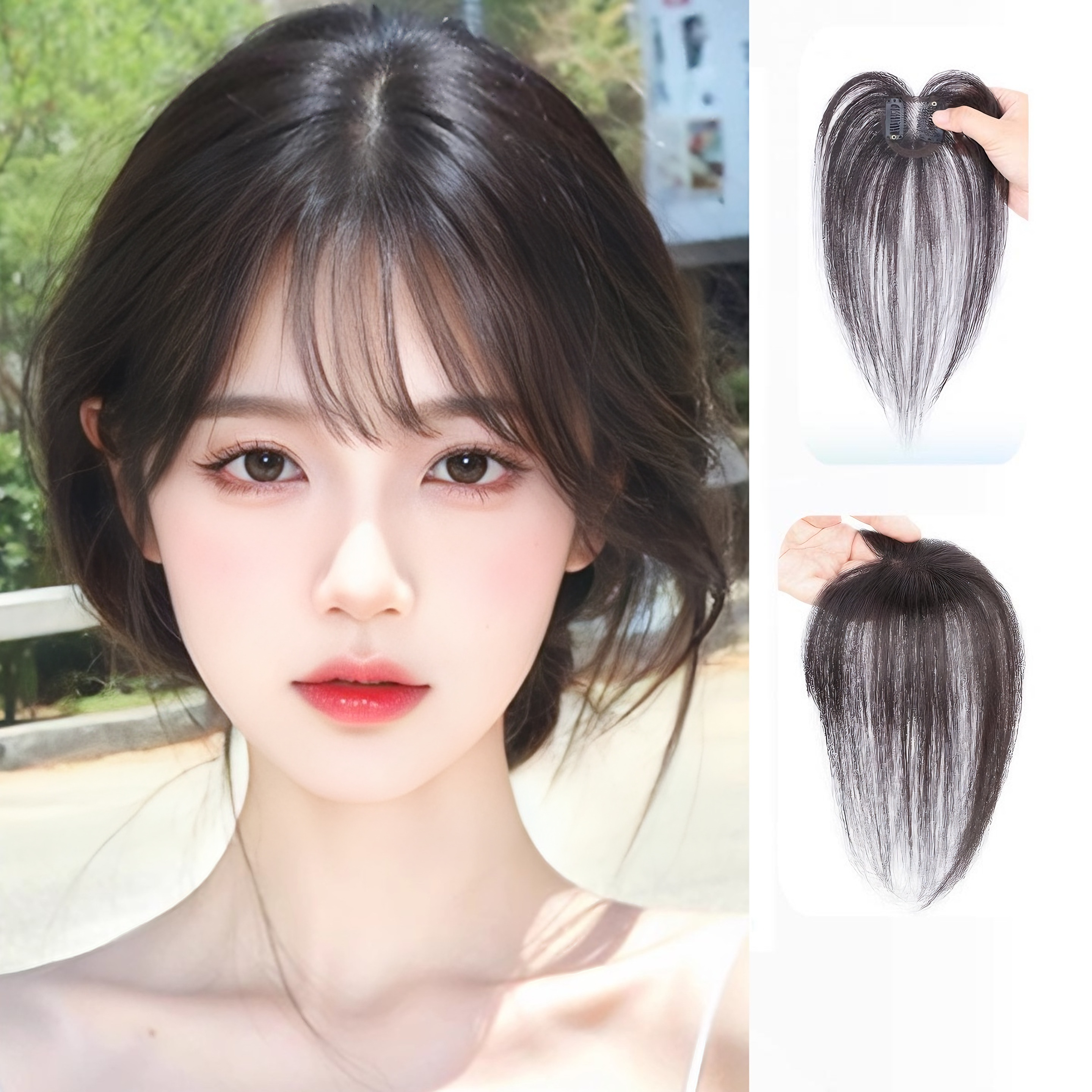 Equator 여자 앞머리 정수리가발 26CM 여성가발 100%인모, 블랙, 1개 20,900원