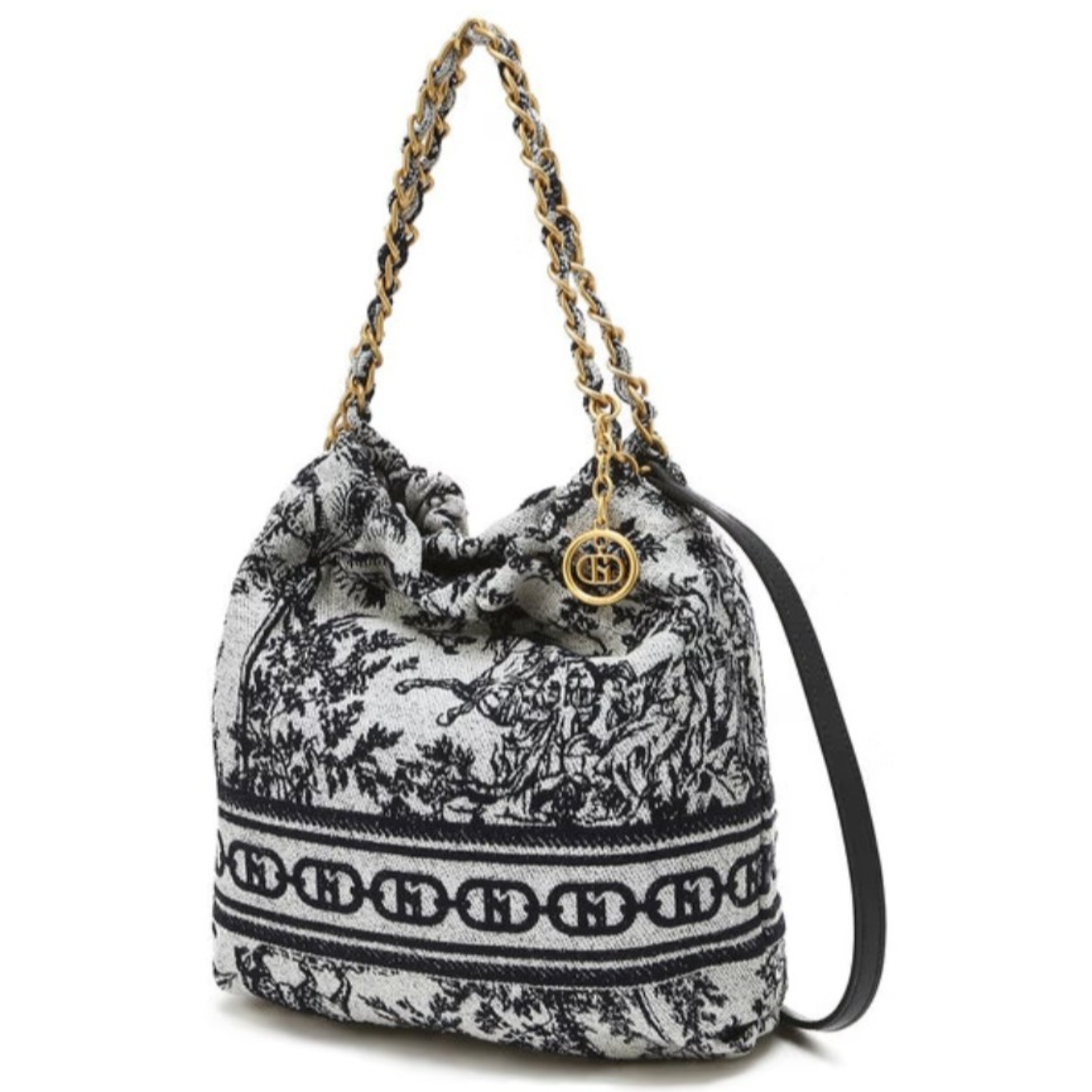 헤지스[H&H]>> 시그니쳐 H 뜨왈 자카드 체인 호보 숄더백S(HIBA5F671N3) 229,000원