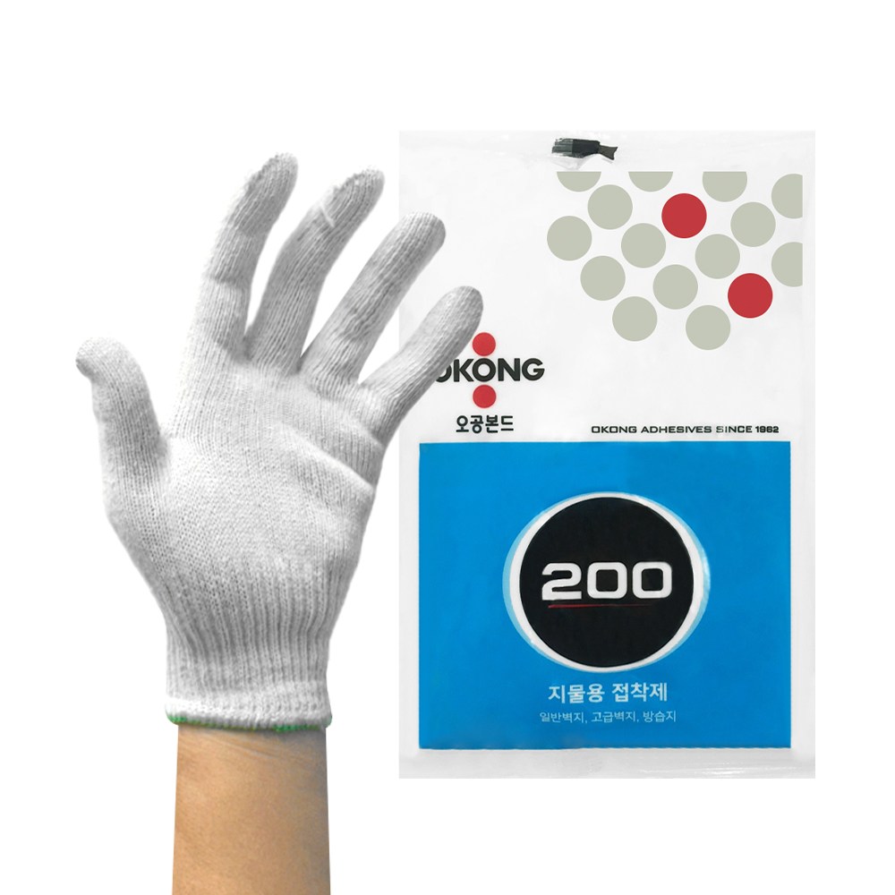 오공 도배풀 200 + 면장갑 지물 접착제 800g 도배 실크 벽지 풀 방습지 12,500원