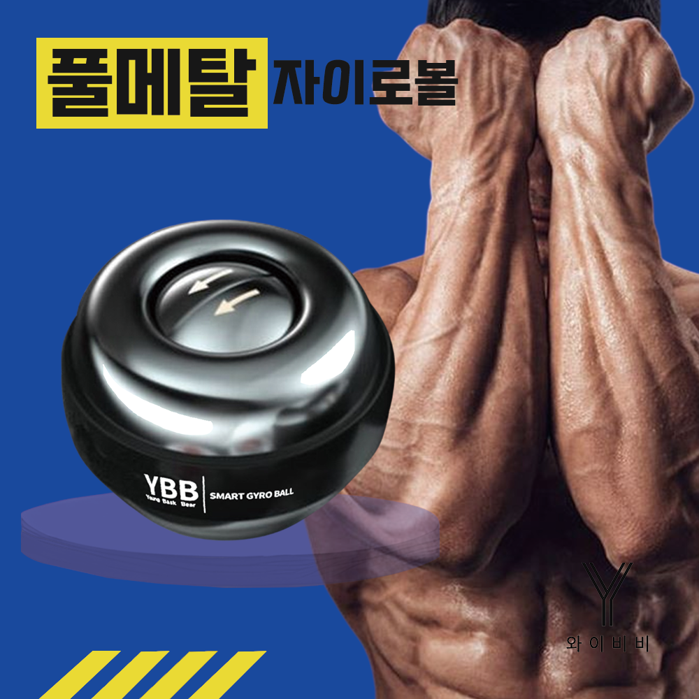 와이비비 4세대 자이로볼 고중량 전완근 스핀볼 파워볼 (기구+팔목보호대+보관케이스), 풀메탈, 현재가 29,500원