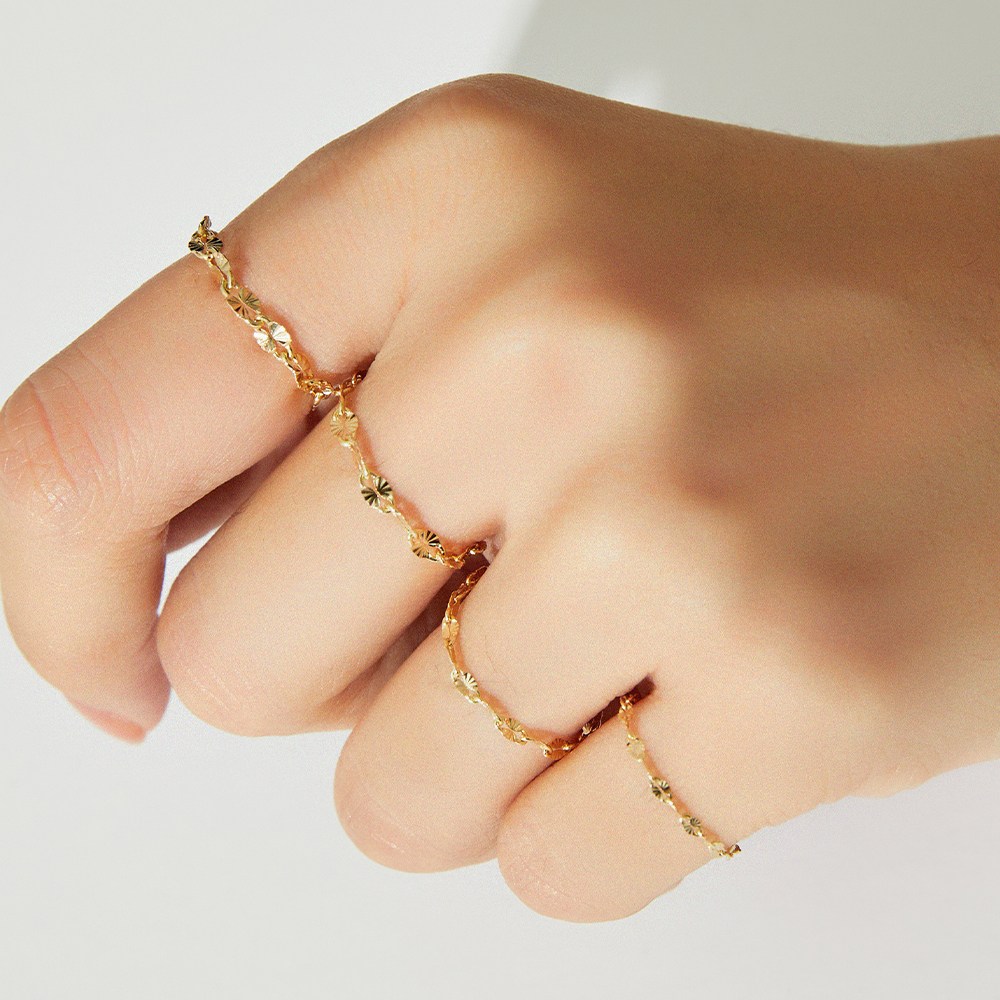 엘렌쥬얼리 14K 18K 샤이니 아몬드 체인 금 애끼 반지 105,000원