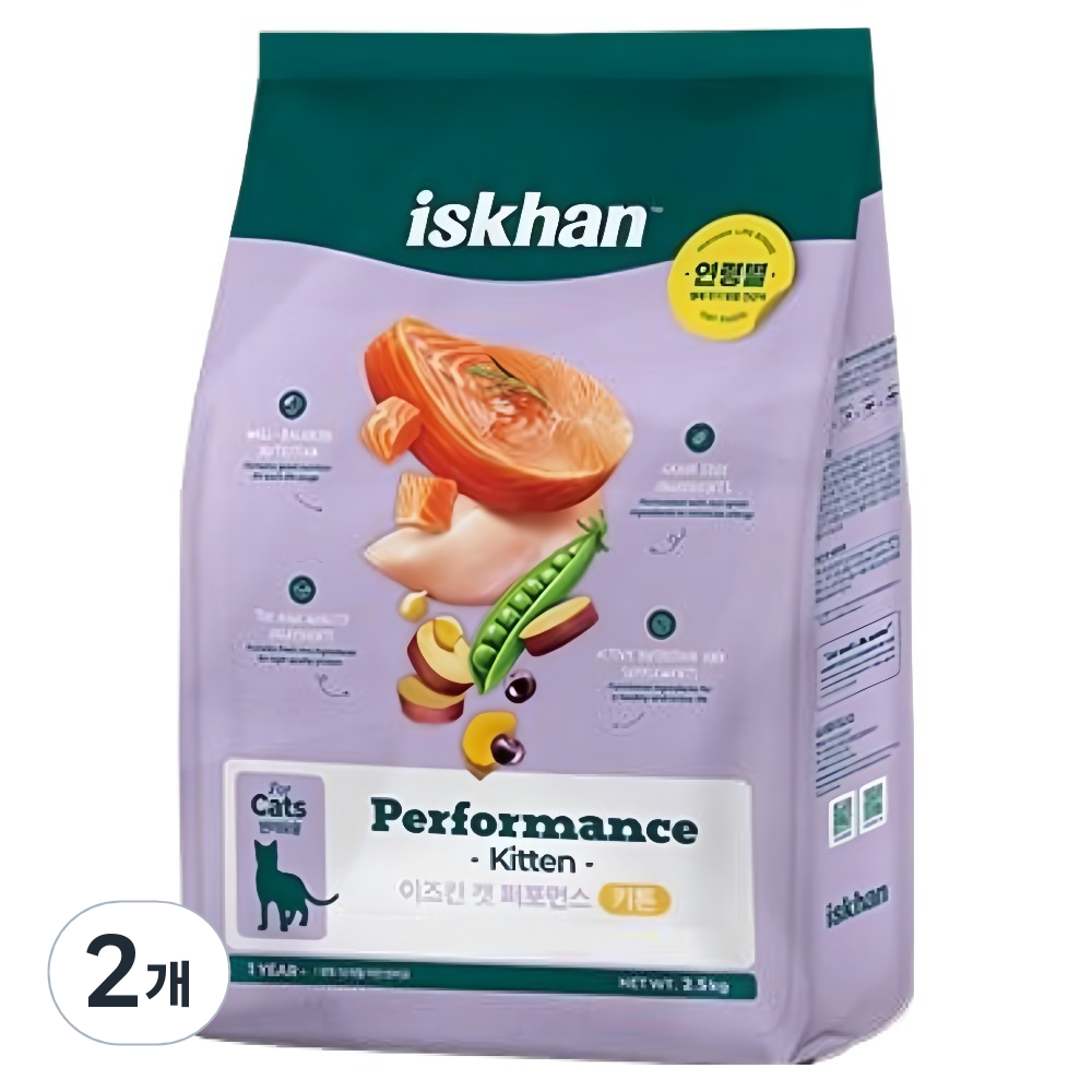 이즈칸 키튼 캣 퍼포먼스 건식사료, 연어, 2.5kg, 2개 41,900원