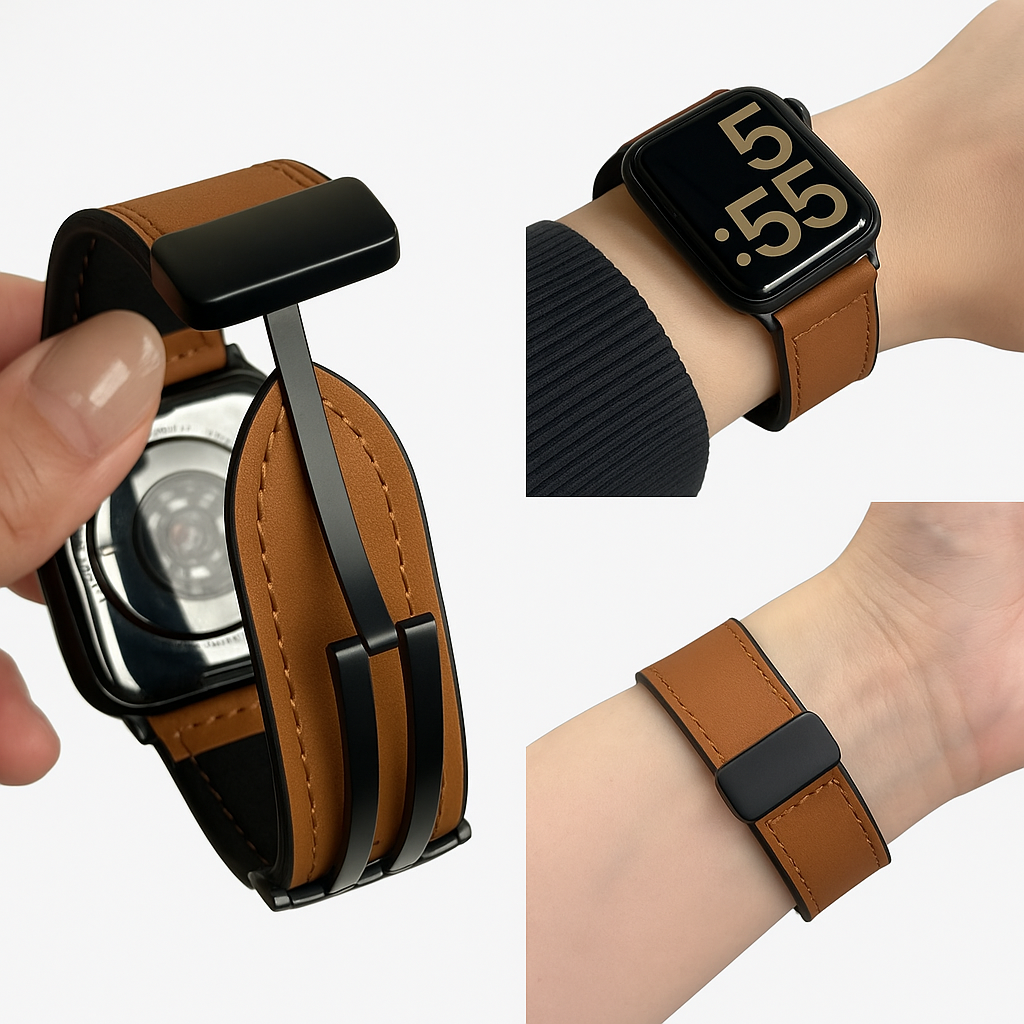 모드니쓰 애플워치 호환 가죽 마그네틱 스트랩, 브라운 12,900원