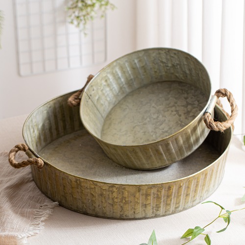 낮은 높이 양철 바스켓 양동이 다용도 바구니 인테리어 소품 22,000원