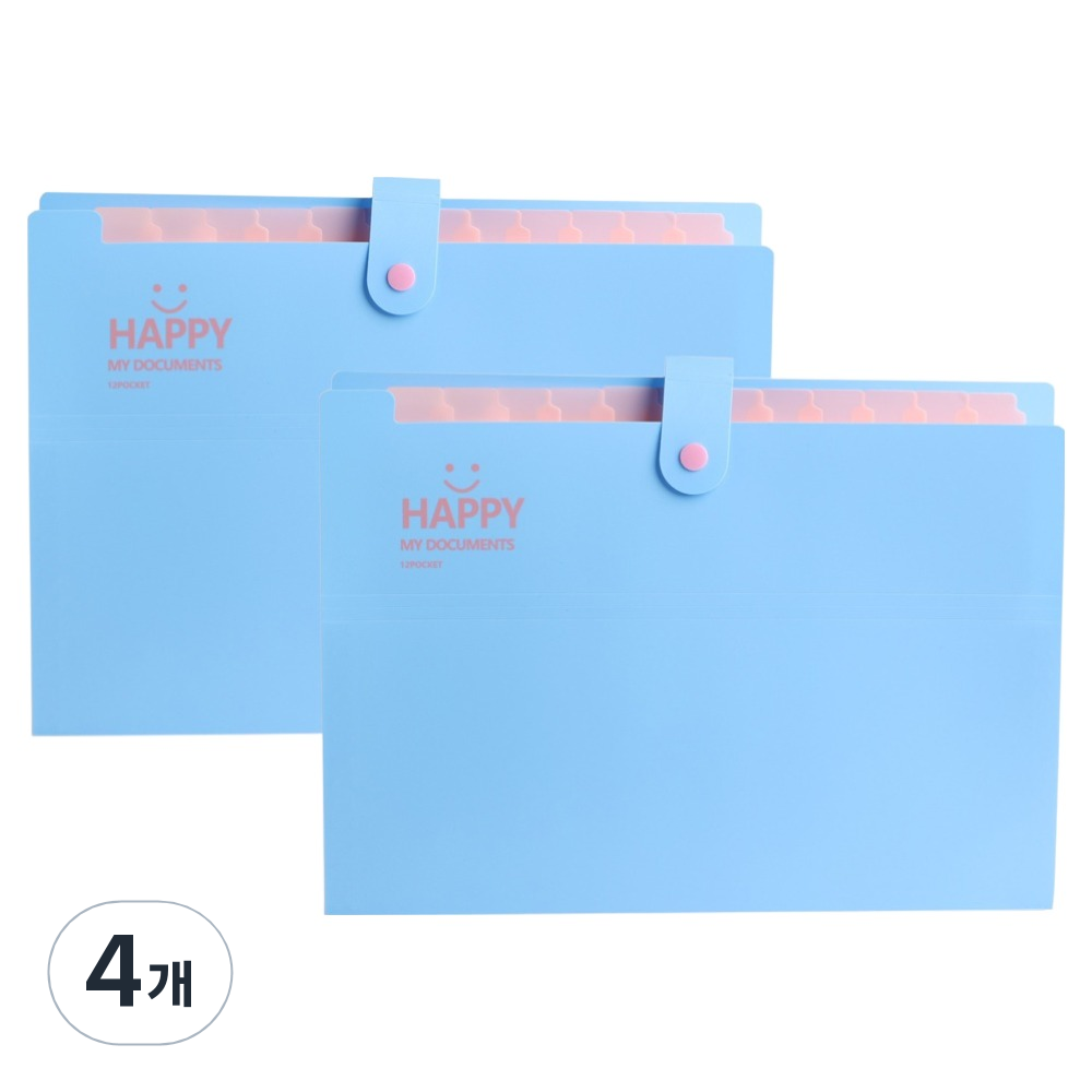 코히모 파일홀더 A4 12칸 서류 정리 파일 5W0196, 4개, 블루 18,100원