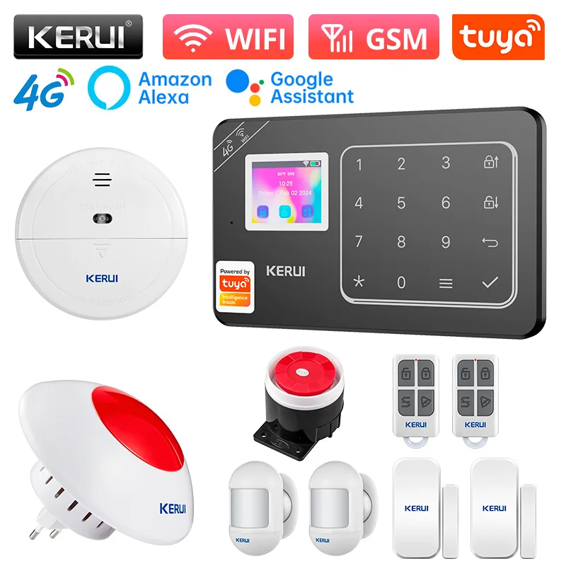KERUI W184 4G 무선 WiFi 알람 시스템 GSM 홈 보안 도난 방지 Tuya 앱 동작 감지기 센서 Alexa Google 119,900원