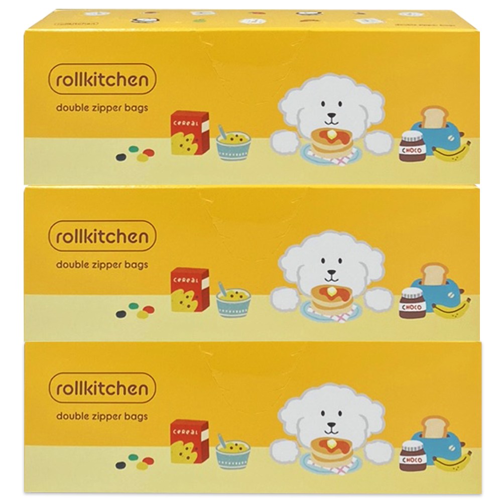 롤키친 스탠딩 더블 지퍼백 중형 90매(30매*3개), 3개, 30개입, 중(M) 12,000원