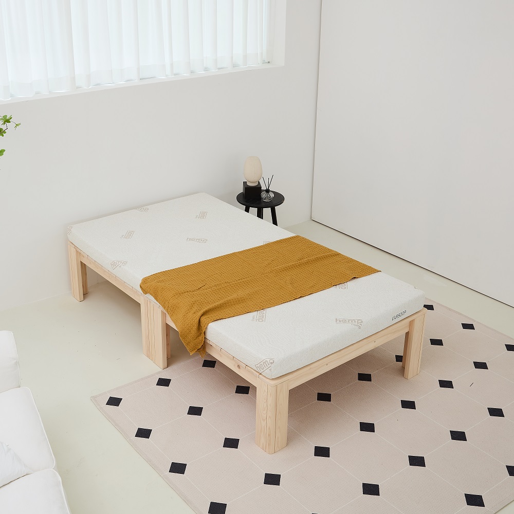 바르숲 유절 무헤드 높은 편백나무 통원목 침대프레임 평상높이 400, 베이지 526,000원