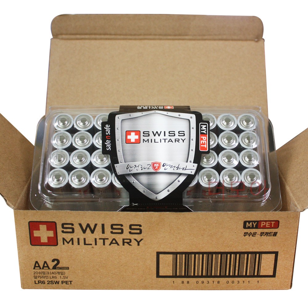 스위스밀리터리 알카라인 건전지 AA 40알 PET 10,890원