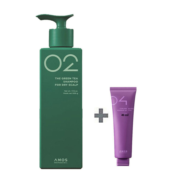 NEW 아모스 녹차실감 샴푸 지성 두피용 500g +휴대용 컬링 에센스 40ml(증정) 39,900원