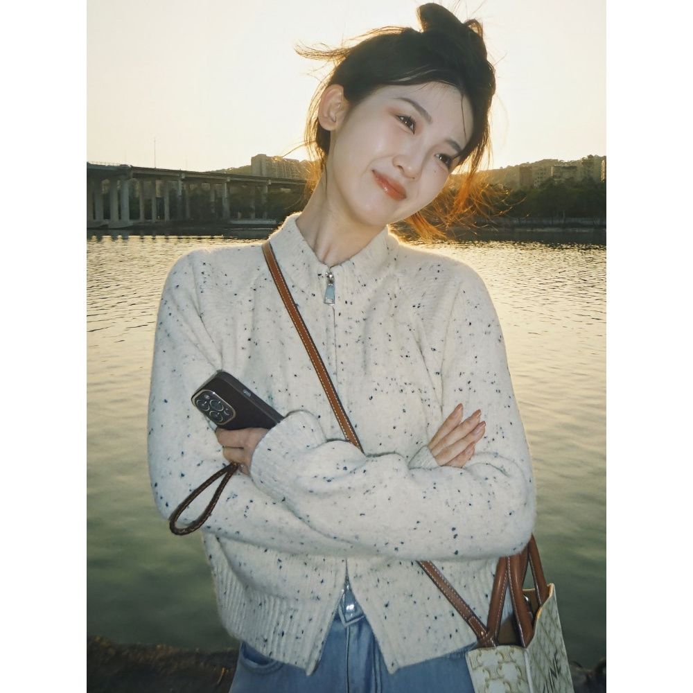 녕동 여성 스웨터 카디건 코트 루즈핏 봄 가을 반폴라 니트 집업 가디건 27,900원