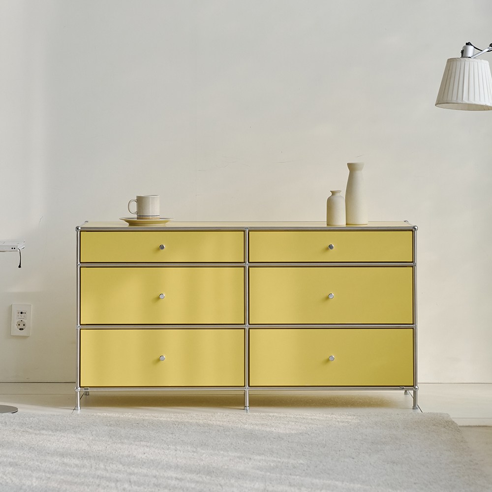 휴룸 미드센츄리 모듈 1200 3단 거실장, 옐로우 338,000원