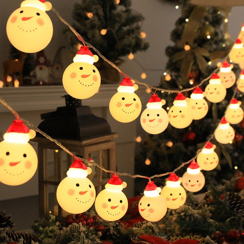 크리스마스 트리 장식 LED 전구 건전지형 산타 눈사람 줄조명 파티 슬림소녀 11,500원