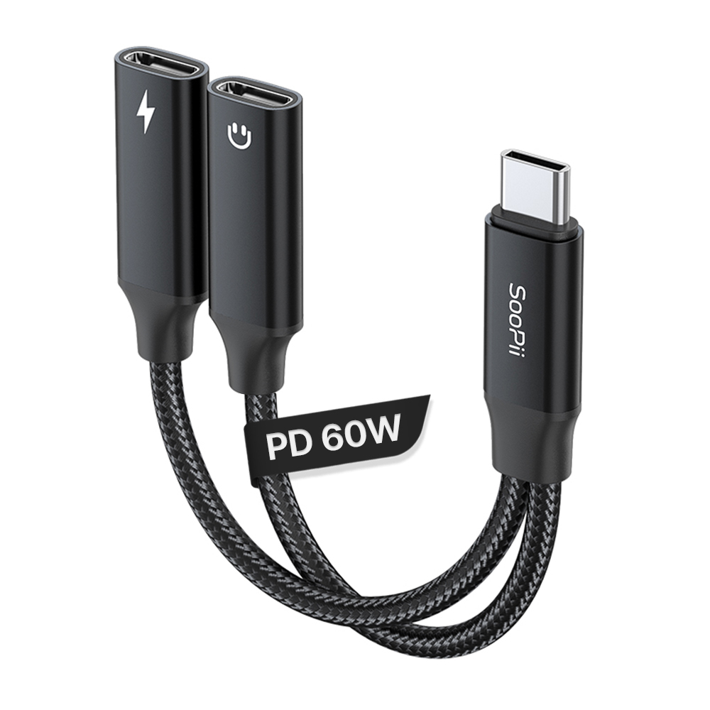 60W PD 고속충전겸용 USB C to C타입 이어폰 듀얼젠더 GD19 11,160원
