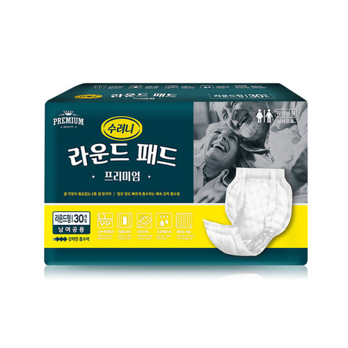 수려니 라운드형 패드 프리미엄 성인용기저귀 30매, FREE(onesize), 30매입, 2세트 15,980원