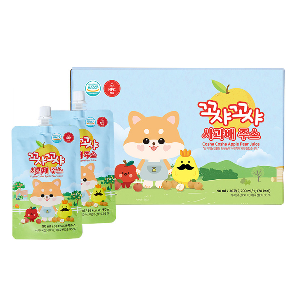 꼬샤꼬샤 사과배 주스 스파우트형, 30개, 90ml 27,200원