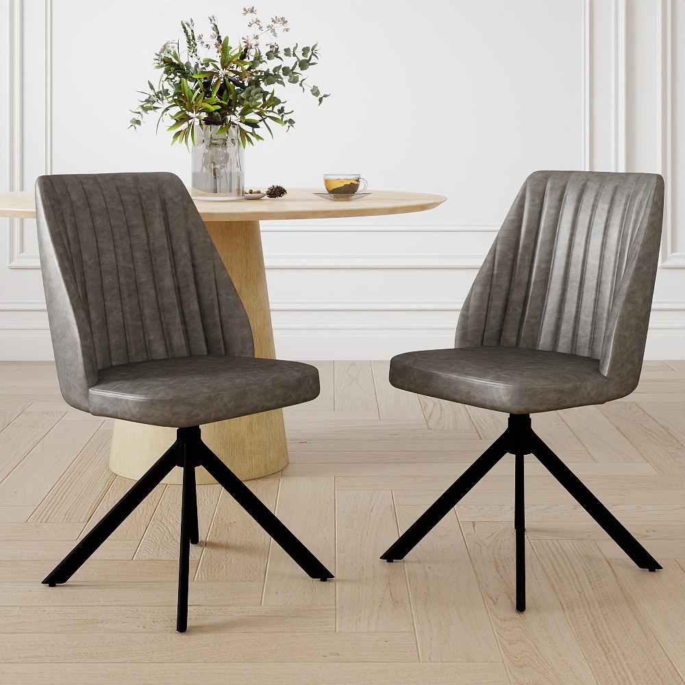 다용도 회전식 식탁 의자 회전 의자 PU 가죽 카페 의자 인테리어 의자 홈카페 의자 2P, 2개, 다크그레이 240,000원