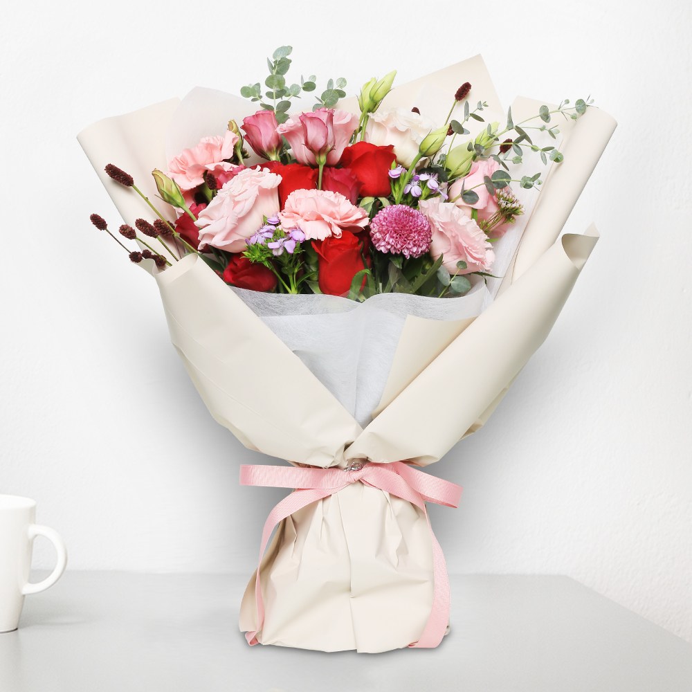 전국당일발송 (장미혼합다발 b-0072) 꽃다발 꽃바구니 기념일 꽃배달 꽃선물 생화 졸업 승진 인테리어, 1개 54,900원