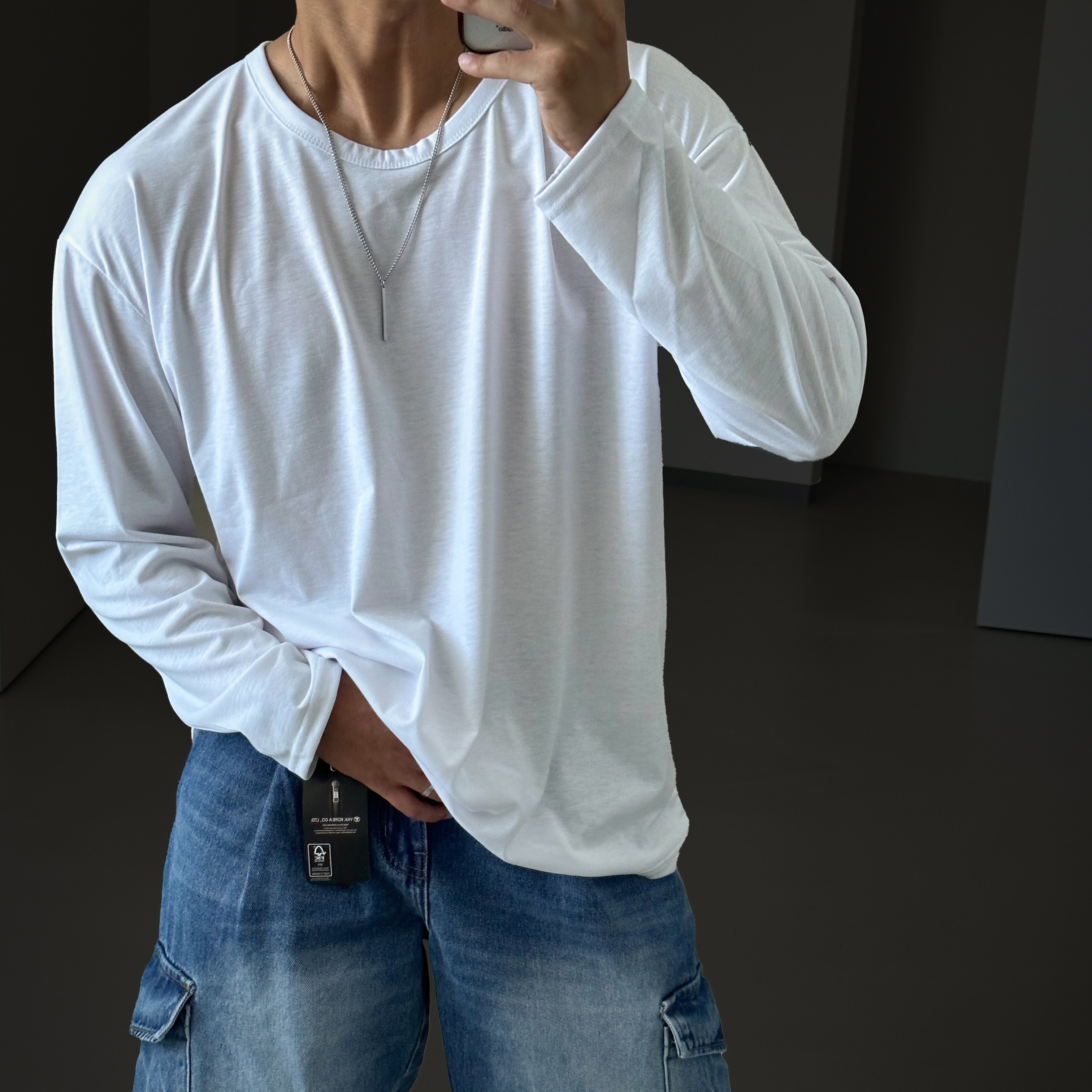 빠델 머슬 긴팔 헬스 오버핏 남자흰티 유넥 실켓 티셔츠, 현재가 22,070원