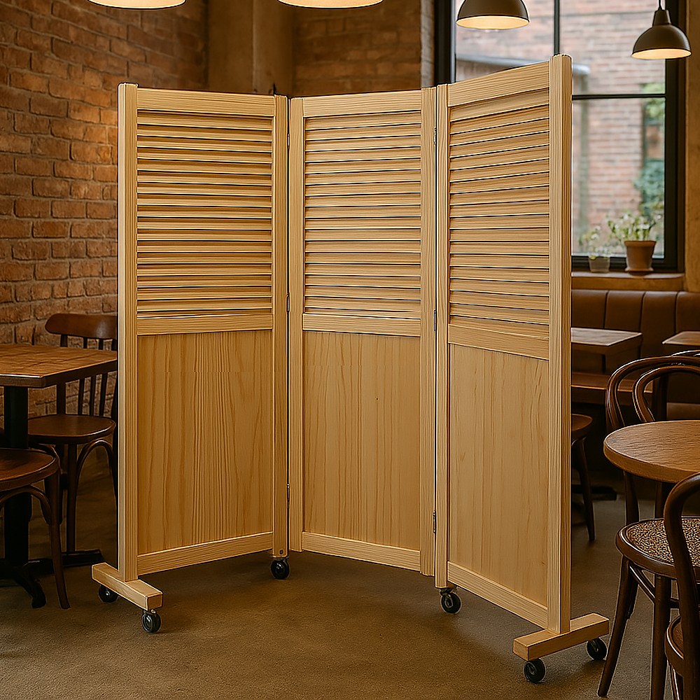 리츠데코 원목 인테리어 접이식 파티션 1530 2단 3단 이동형 카페 원룸 칸막이, 3단내추럴 169,000원