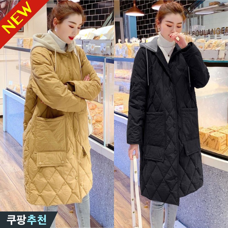 러브심플 빅사이즈 여성 후드 퀼팅 패딩 점퍼 코트 겨울 오버핏 누빔 아가일 롱 패딩 무릎 솜패딩 웰론 외출 아우터 방한 따뜻한 도톰한 바람막이 패션 캐주얼 면복 겨울용 잠바 29,490원