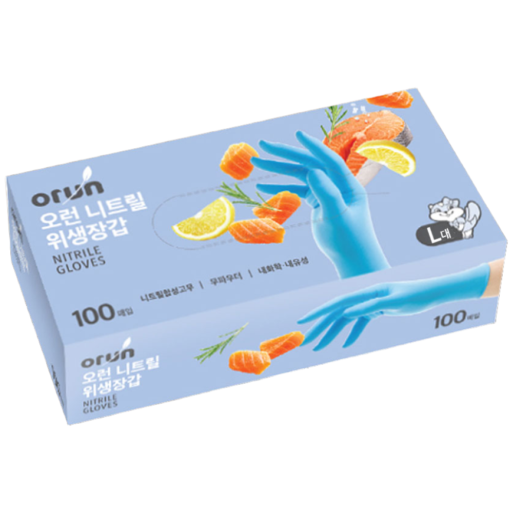 오런 니트릴 라텍스 위생장갑 블루 100매 대/L 9,020원
