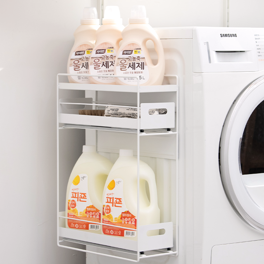 한샌홈 세탁기 자석 선반 렉 세탁실 냉장고 인테리어 정리선반 틈새 슬림 양방향 자석 수납장, 화이트, 1개 43,700원