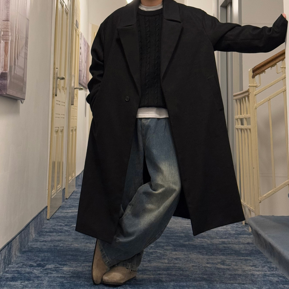 르위 데일리 빅사이즈 사이드 버튼 오버핏 롱코트 69,000원