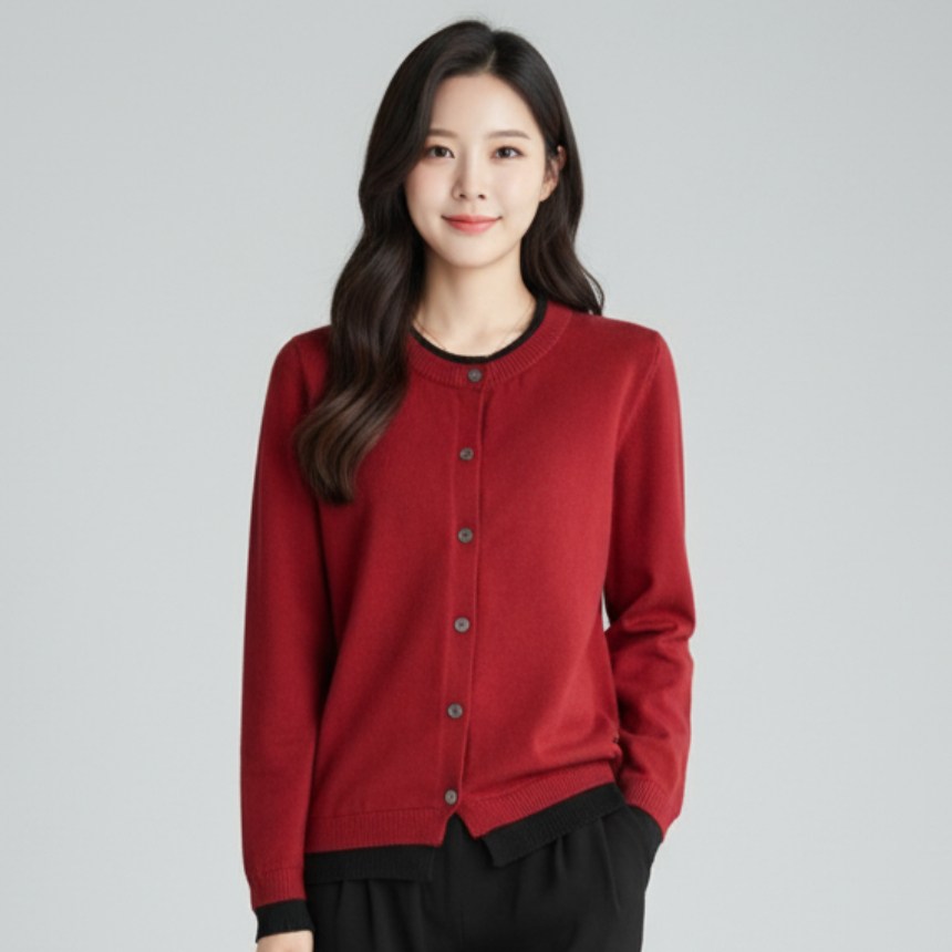 레이어드 배색 가디건 투톤 라운드 가디건 12,800원