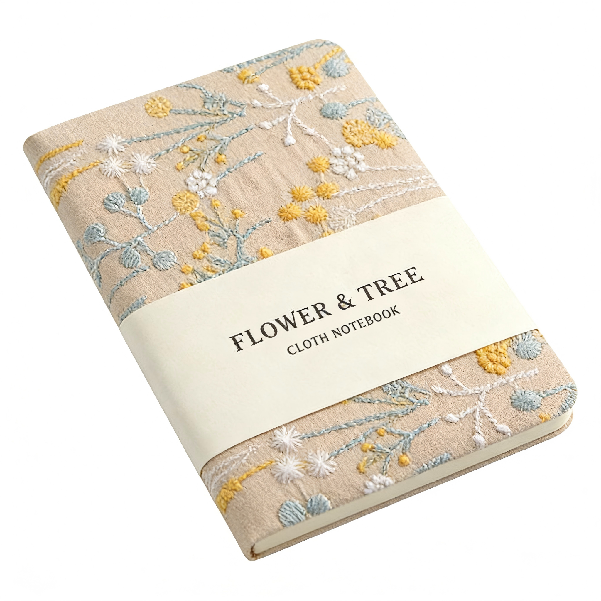 Equator고급 패브릭 자수 노트 A6 32절 메모 포켓 수첩, 1개, 베이지꽃 9,900원